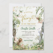 緑お洒落の森の小さな妖精の赤ちゃんシャワー 招待状 (正面)