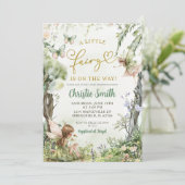 緑お洒落の森の小さな妖精の赤ちゃんシャワー 招待状 (スタンド正面)