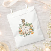 緑お洒落の森の赤ちゃん動物パーティー フェイバーバッグ (クリップ留めされた状態)