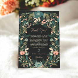 緑お洒落エレガント色のピンクのフローラ赤ちゃんシャワー サンキューカード