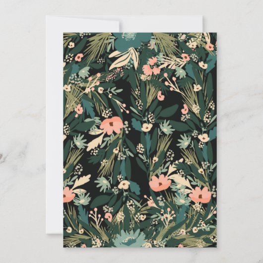 緑お洒落エレガント色のピンクのフローラ赤ちゃんシャワー 招待状 (裏面)