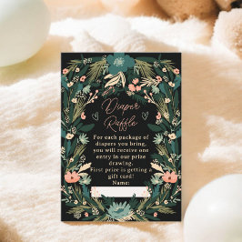 緑お洒落ピンクフローラおむつベビーシャワー エンクロージャーカード