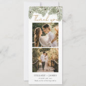 緑お洒落松フォトストリップサンキューカード 招待状 (正面)