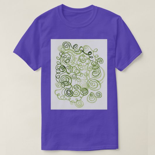 緑お洒落線オーガニック曲線の水色Pa Tシャツ (デザイン正面)