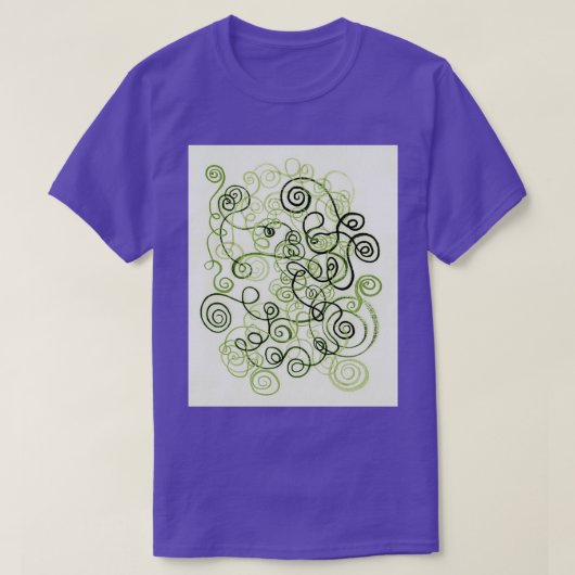 緑お洒落線オーガニック曲線の水色Pa Tシャツ (デザイン正面)