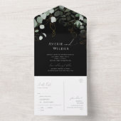 緑お洒落色の黒い金ゴールドシカジュアルールと送信 オールインワン招待状 (内側)
