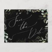 緑お洒落色の黒と金ゴールドの日付を保存 インビテーションポストカード (正面)