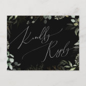 緑お洒落色の黒と金ゴールドの結婚式RSVP ポストカード (正面)