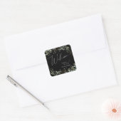緑お洒落色の黒と金ゴールド結婚の歓迎 スクエアシール (封筒)