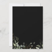 緑お洒落色金ゴールド |ブラックウェディングレセプション 招待状 (裏面)