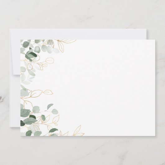 緑お洒落色金ゴールド |水平ブライダルシャワー 招待状 (裏面)