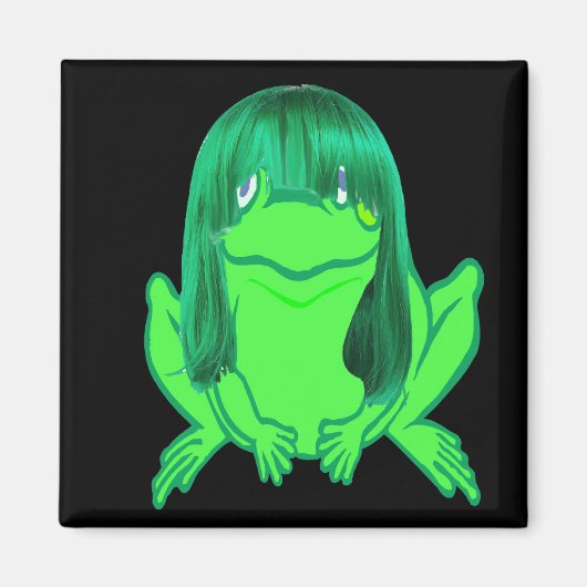 緑かつらマグネット付き小さな緑のカエル マグネット (正面)