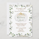 緑かぼちゃの赤ちゃんシャワーの水色 招待状 (正面)