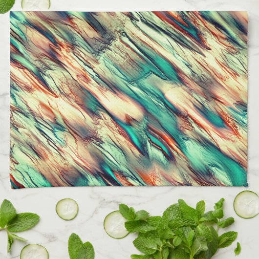 緑からセピアまでの岩石質または石筍のシミュレーション キッチンタオル (折り畳み)