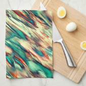 緑からセピアまでの岩石質または石筍のシミュレーション キッチンタオル (四つ折り)