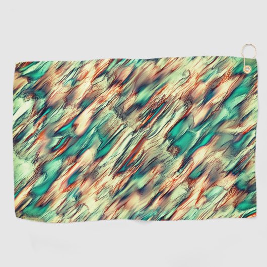 緑からセピアまでの岩石質または石筍のシミュレーション ゴルフタオル (横)