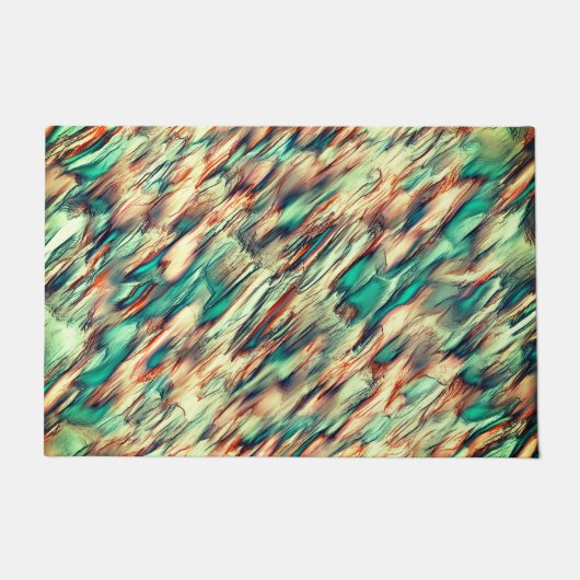 緑からセピアまでの岩石質または石筍のシミュレーション ドアマット (正面)