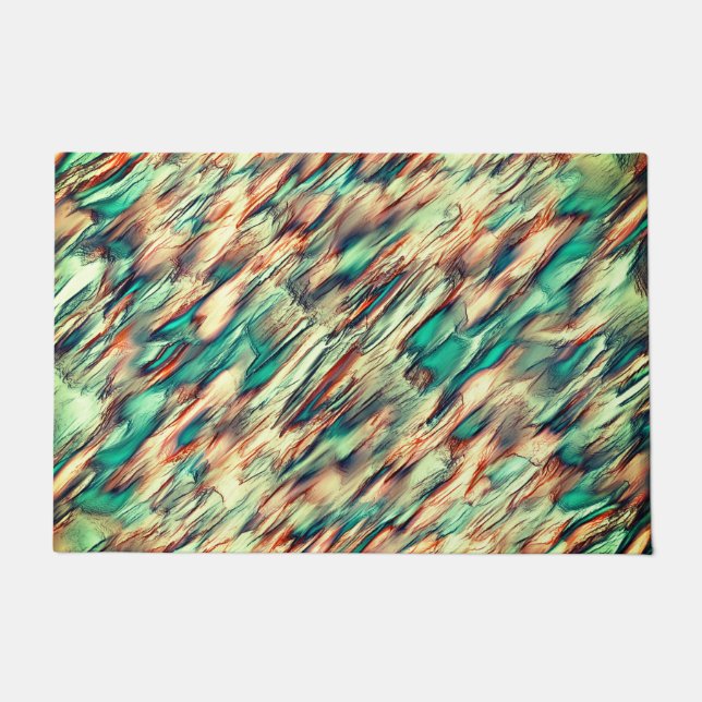 緑からセピアまでの岩石質または石筍のシミュレーション ドアマット (正面)