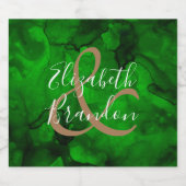 緑から黒へ絵を描の水色の渦巻き スパークリングワインラベル (シングルラベル)