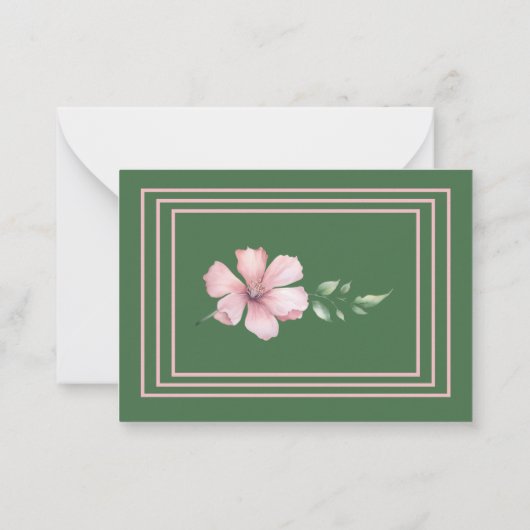 緑かわいらしとピンクのフローラ名の個別化 ノートカード (裏面)