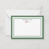 緑かわいらしとピンクのフローラ名の個別化 ノートカード (正面)