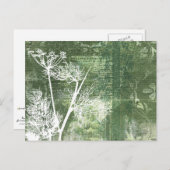 緑かわいらしと白のタンポポ種子ヴィンテージ ポストカード (正面/裏面)