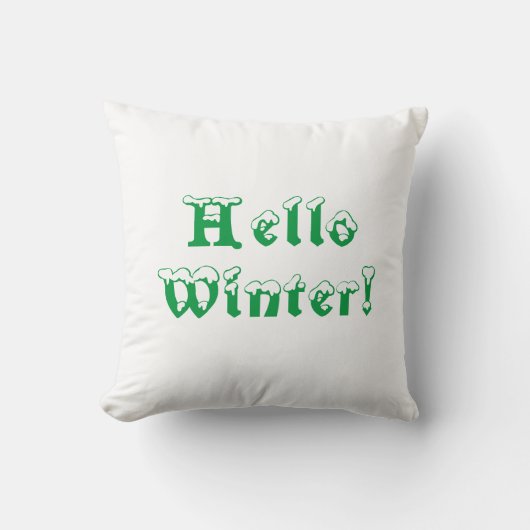 緑かわいらしと白の「ハローウィンター」装飾用クッション クッション (正面)