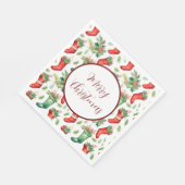 緑かわいらしと赤の水色のストッキング スタンダードランチョンナプキン (角)