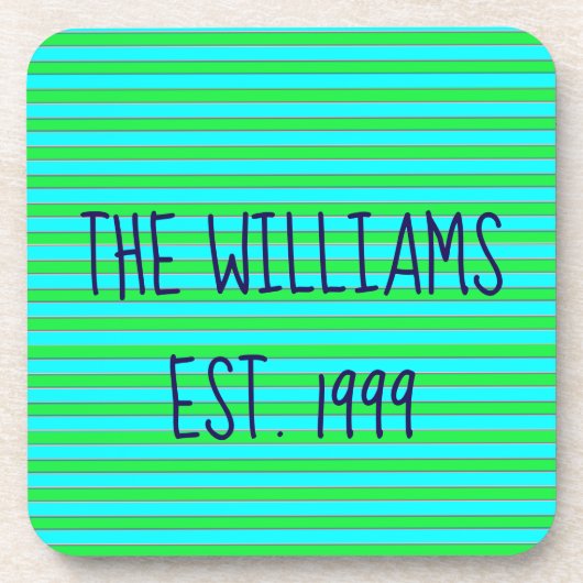 緑かわいらしと青のストライプ コースター (正面)