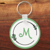 緑かわいらしのモノグラム キーホルダー (正面)