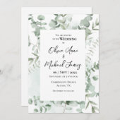 緑かわいらしのユーカリモダンプ結婚ラム 招待状 (正面/裏面)