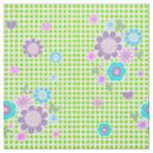 緑かわいらしの白い斑点Ditsy花とハート ファブリック (見本)
