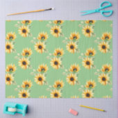 緑かわいらしの背景のひまわり 薄葉紙 (クラフト)