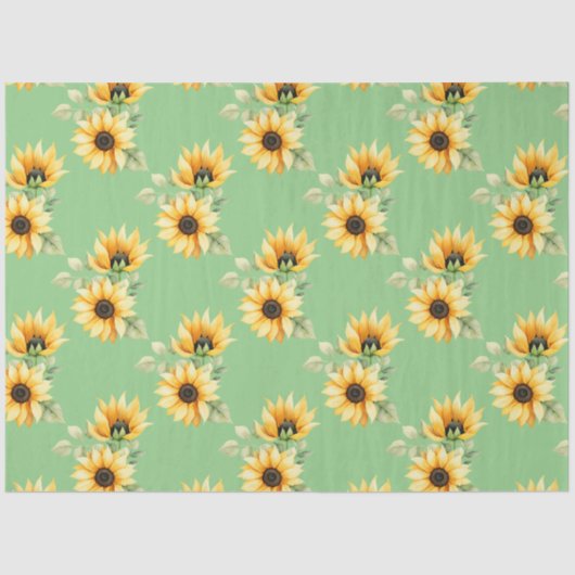 緑かわいらしの背景のひまわり 薄葉紙 (正面)