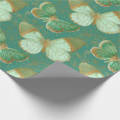 緑かわいらしの蝶 ラッピングペーパー (角)