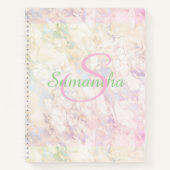 緑かわいらしピンク大理石名パーソナライズされた ノートブック (正面)
