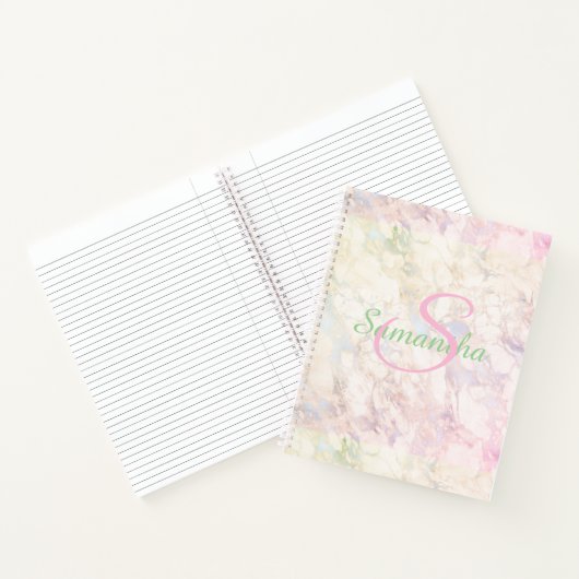 緑かわいらしピンク大理石名パーソナライズされた ノートブック (内部)