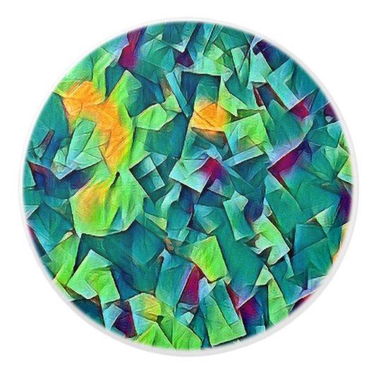 緑かわいらしモザイク扉または引き出しノブ セラミックノブ (正面)