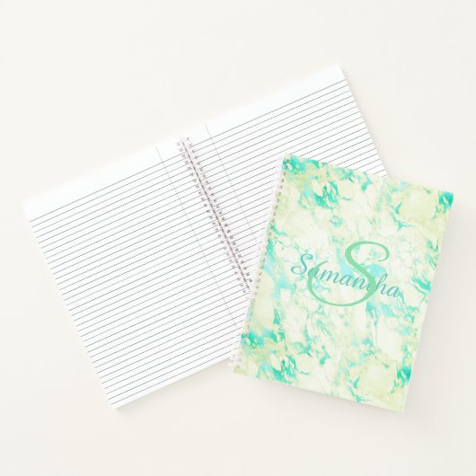 緑かわいらし大理石名パーソナライズされた ノートブック (内部)