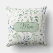 緑かわいらし枕ブルーと緑の葉MOM クッション (裏面)