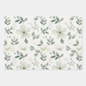 緑かわいらし植物花柄 ラッピングペーパーシート (正面)