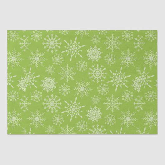 緑かわいらし白い雪の結晶クリスマスプレゼント 薄葉紙 (正面)