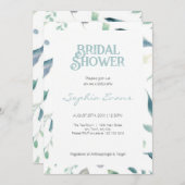 緑かわいらし色縁ど白ブライダルシャワー 招待状 (正面/裏面)