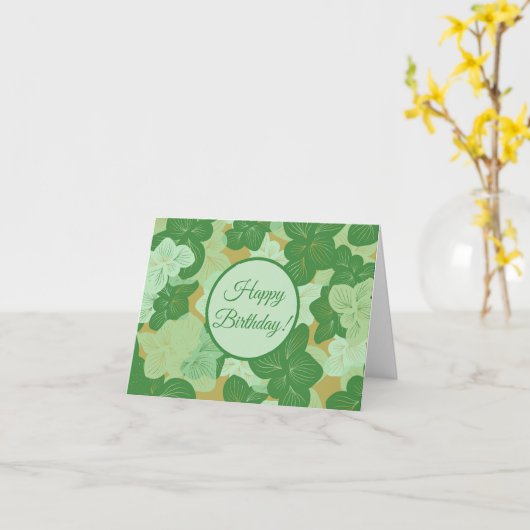緑かわいらし葉 カード (黄色い花)