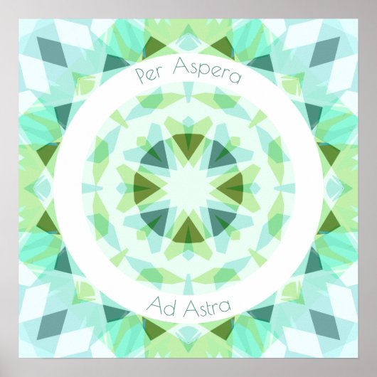 緑かわいらし青パーアスペラアドアストラやる気を起こさせる ポスター (正面)