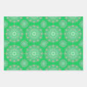 緑かわいらし、黒、紫の上にピンクのマンダラ | ラッピングペーパーシート (正面)