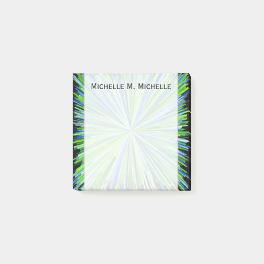 緑かブルーライン破烈パターンの陰 + 名前 ポストイット (正面)