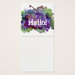 緑か紫色の水彩画のペンキの（ばちゃばちゃ）跳ねるのこんにちはノート