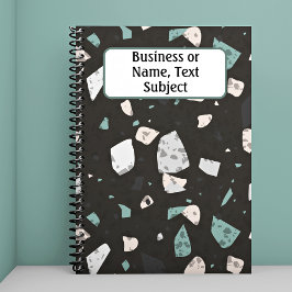 緑がかったアクセントとアーストーンTerrazzoパターン， ノートブック