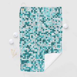 緑がかったシアン色の重なり合う小さな正方形 ゴルフタオル
